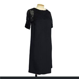 Louis Vuitton Dress Black Monogram Lace Size 38